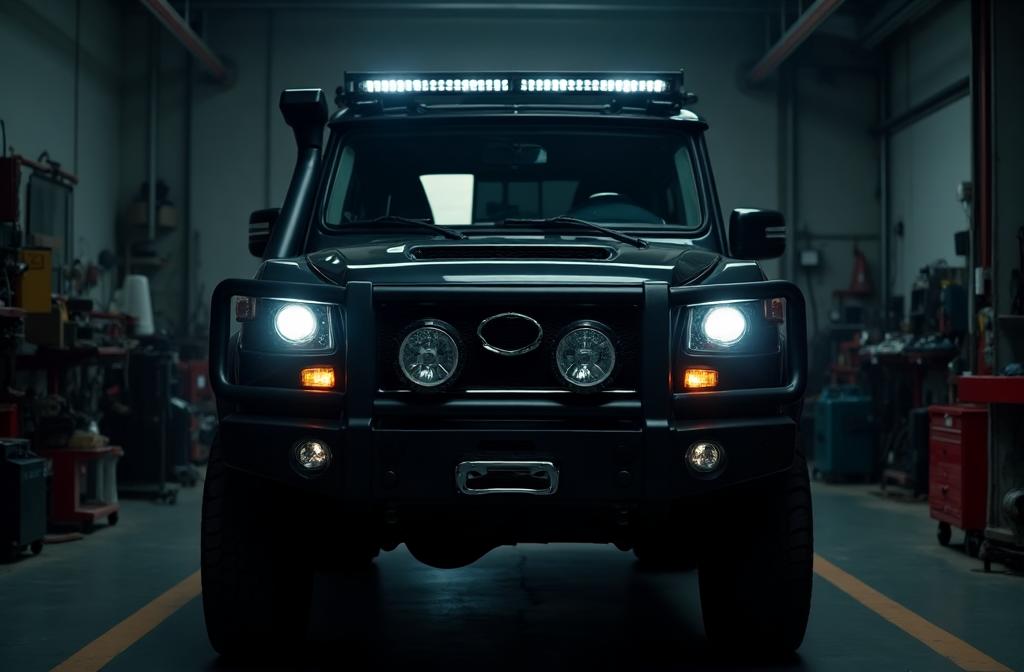4x4 vehicle with bull bar and driving lights fitted