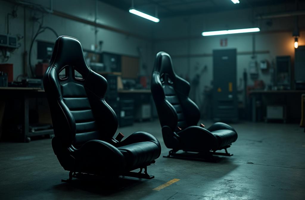 Vehicle seats on workshop floor ready for fitting